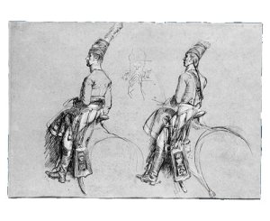 Two Equestrian Figures, Possibly a Study for